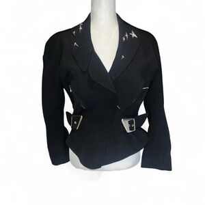 Thierry Mugler 80s Jacket Blazer Peplum Silver Hardware Stars Size 42